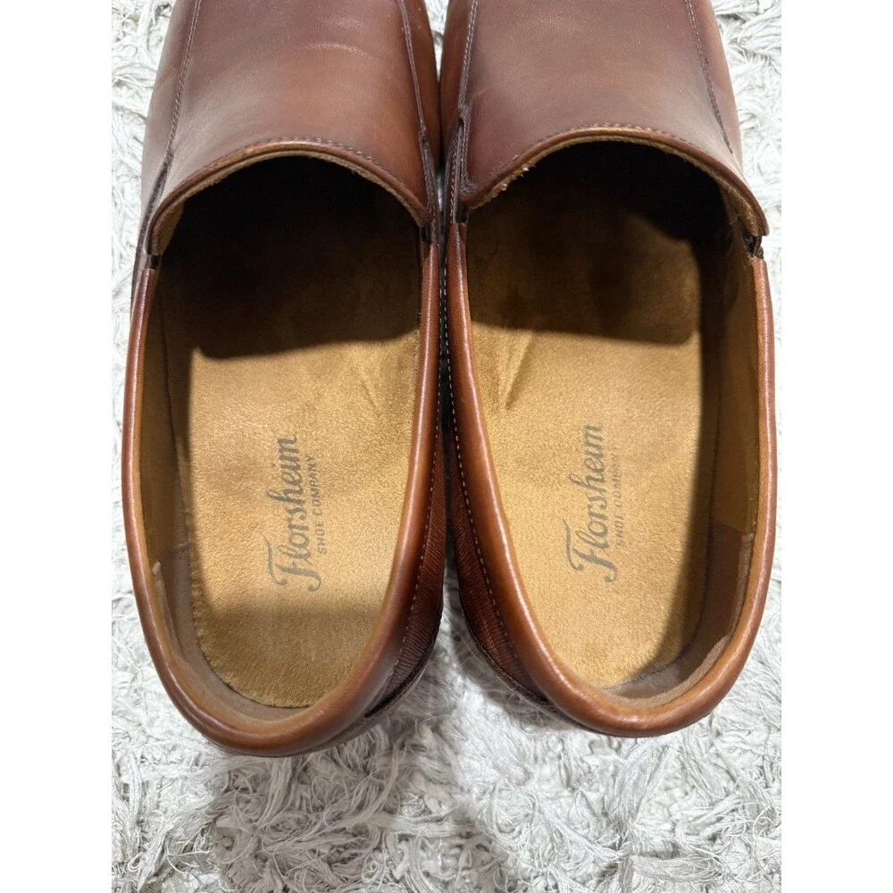 Florsheim Men's Brown Leather Slip-On Dress Loafers Square Toe Size 13